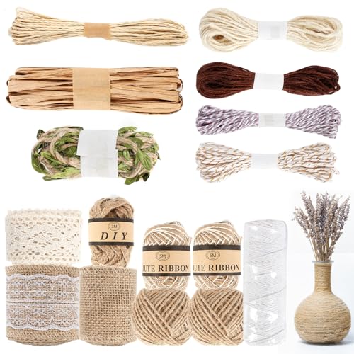 Ticeed 16 Stück Juteband Spitze Schnur Set Sackleinen Spitzenband Natürliche Sackleinen Jute Band Rolle DIY Garten Kordel Geschenkband zum Basteln Bastelschnur für Handwerk Hochzeit DIY Basteln Ticeed 16 Stück Juteband Spitze Schnur Set Sackleinen Spitzenband Natürliche Sackleinen Jute Band Rolle DIY Garten Kordel Geschenkband zum Basteln Bastelschnur für Handwerk Hochzeit DIY Basteln von Ticeed