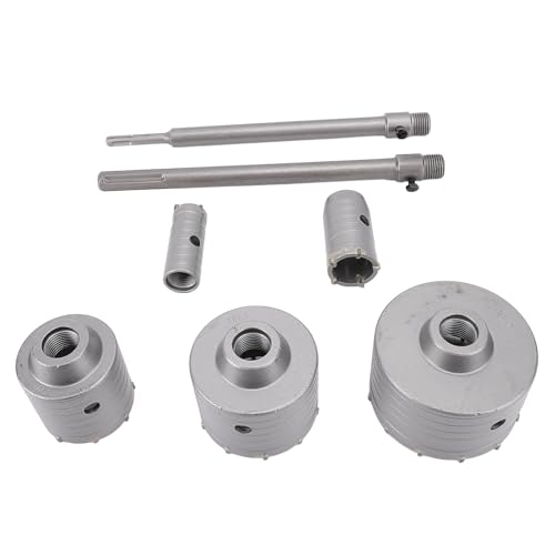 Hartmetall-Lochsägenbohrer, 5-teiliges Lochöffner-Set mit 3 Bits und 2 Pleuelstangen mit Rundem Schaft für Betonziegelwände Hartmetall-Lochsägenbohrer, 5-teiliges Lochöffner-Set mit 3 Bits und 2 Pleuelstangen mit Rundem Schaft für Betonziegelwände von Ticfox