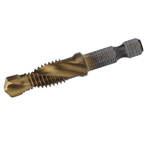 Metrische Hex Shank -Hahnbohrmaschine Bit, Tap -Bohrer Bits Hex Shank Titanum Beschichtete Metrikschraubenkombination Klopfen für Holz, Kunststoff und Weiche Metalle (M10) von Ticfox