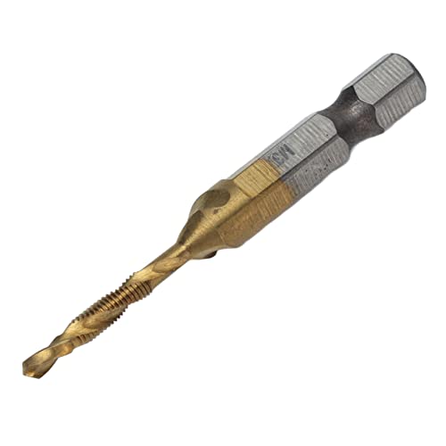 Metrische Hex Shank -Hahnbohrmaschine Bit, Tap -Bohrer Bits Hex Shank Titanum Beschichtete Metrikschraubenkombination Klopfen für Holz, Kunststoff und Weiche Metalle (M3) von Ticfox