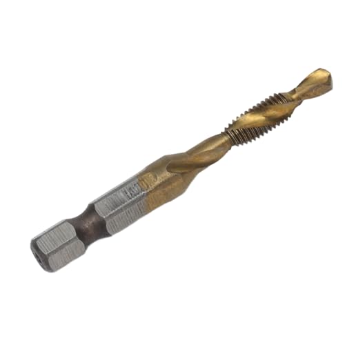 Metrische Hex Shank -Hahnbohrmaschine Bit, Tap -Bohrer Bits Hex Shank Titanum Beschichtete Metrikschraubenkombination Klopfen für Holz, Kunststoff und Weiche Metalle (M5) von Ticfox