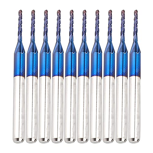 Nano Blue Coat End Mill, Carbid -Leiter -Router -Bits Set, 10pcs 3,175 Mm Schaft -CNC -Endmühle Schneidbits Blau Mais Endmühle Gravur für CNC -PCB -Maschinen (1,2 mm) von Ticfox