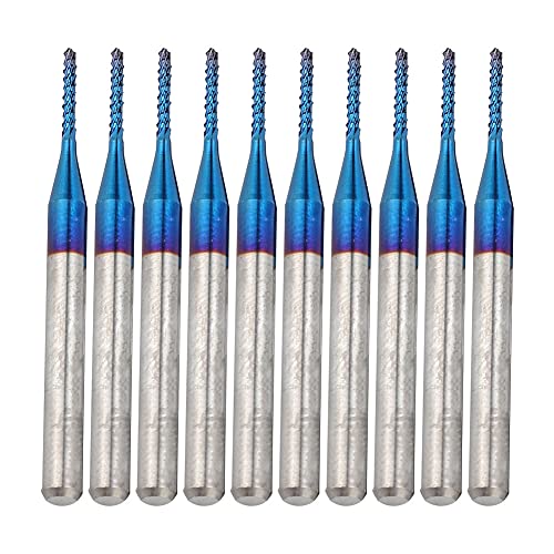 Nano Blue Coat End Mill, Carbid -Leiter -Router -Bits Set, 10pcs 3,175 Mm Schaft -CNC -Endmühle Schneidbits Blau Mais Endmühle Gravur für CNC -PCB -Maschinen (1,3 mm) von Ticfox