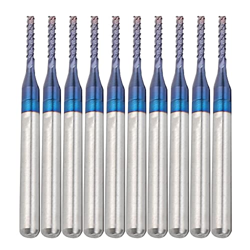 Nano Blue Coat End Mill, Carbid -Leiter -Router -Bits Set, 10pcs 3,175 Mm Schaft -CNC -Endmühle Schneidbits Blau Mais Endmühle Gravur für CNC -PCB -Maschinen (1,4 mm) von Ticfox