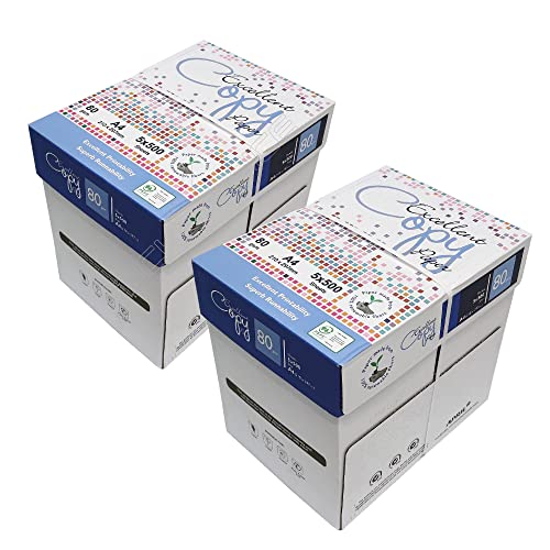 Excellent Copy A4-21 x 29,7 cm 80 g – Packung mit 5 Ries à 500 Blatt – Büropapier, Druckpapier, Kopierpapier, Mehrzweckpapier, 10 Ries Excellent Copy A4-21 x 29,7 cm 80 g – Packung mit 5 Ries à 500 Blatt – Büropapier, Druckpapier, Kopierpapier, Mehrzweckpapier, 10 Ries von Tickoffice
