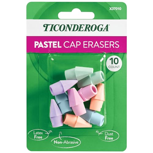Ticonderoga Radiergummi mit Bleistiftkappe, verschiedene Pastellfarben, 10 Stück Ticonderoga Radiergummi mit Bleistiftkappe, verschiedene Pastellfarben, 10 Stück von Ticonderoga