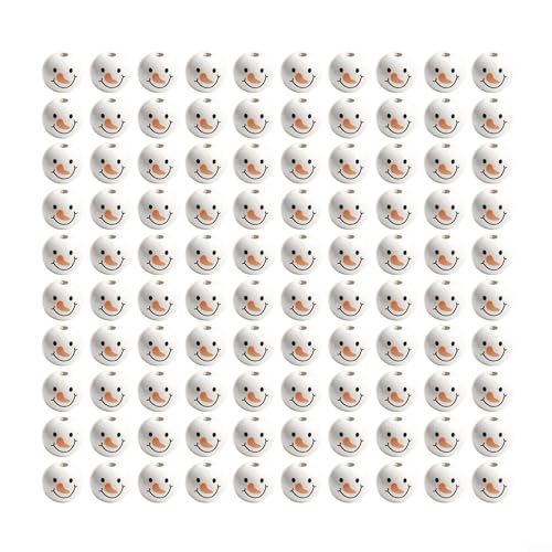 Tidevib Weihnachts-Schneemann-Holzperlen, 20 mm, Bastelbedarf, Urlaub, Schmuckherstellung, Dekoration, handgefertigte Projekte (Schneemanngesicht) von Tidevib