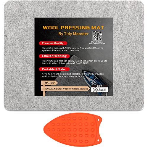 43,2 x 34,9 cm Wollpressmatte zum Quilten, 100% Wolle aus Neuseeland, tragbare Filzwoll-Bügelmatte mit Silikon-Bügelauflage 43,2 x 34,9 cm Wollpressmatte zum Quilten, 100% Wolle aus Neuseeland, tragbare Filzwoll-Bügelmatte mit Silikon-Bügelauflage von Tidy Monster