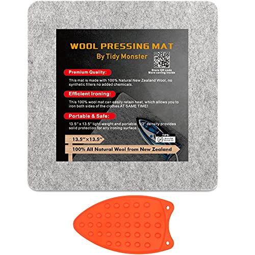Tidy Monster Wollpressmatte zum Quilten, 100 % Wolle aus Neuseeland, 34,9 x 34,9 cm, tragbar, gefilzte Wolle von Tidy Monster