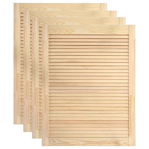 Tidyard 4 STK. Lamellentür Möbeltür Schranktür Offene Lamellen Holztür Möbel Tür Lamellentüren Unbehandeltes Holz Massivholz Kiefer 69x49,4 cm - Braun - Shaker-Stil von Tidyard