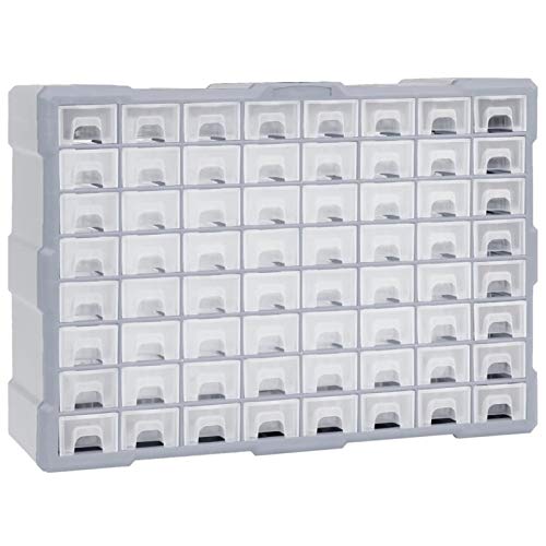 Tidyard Multi-Schubladen-Organizer 64 Schubladen Kleinteilemagazin Sortierkasten Sortimentskasten Sortimentsbox Schraubenbox Sortierbox für Kleinteile ordnungssystem Werkstatt, 52x16x37,5 cm von Tidyard