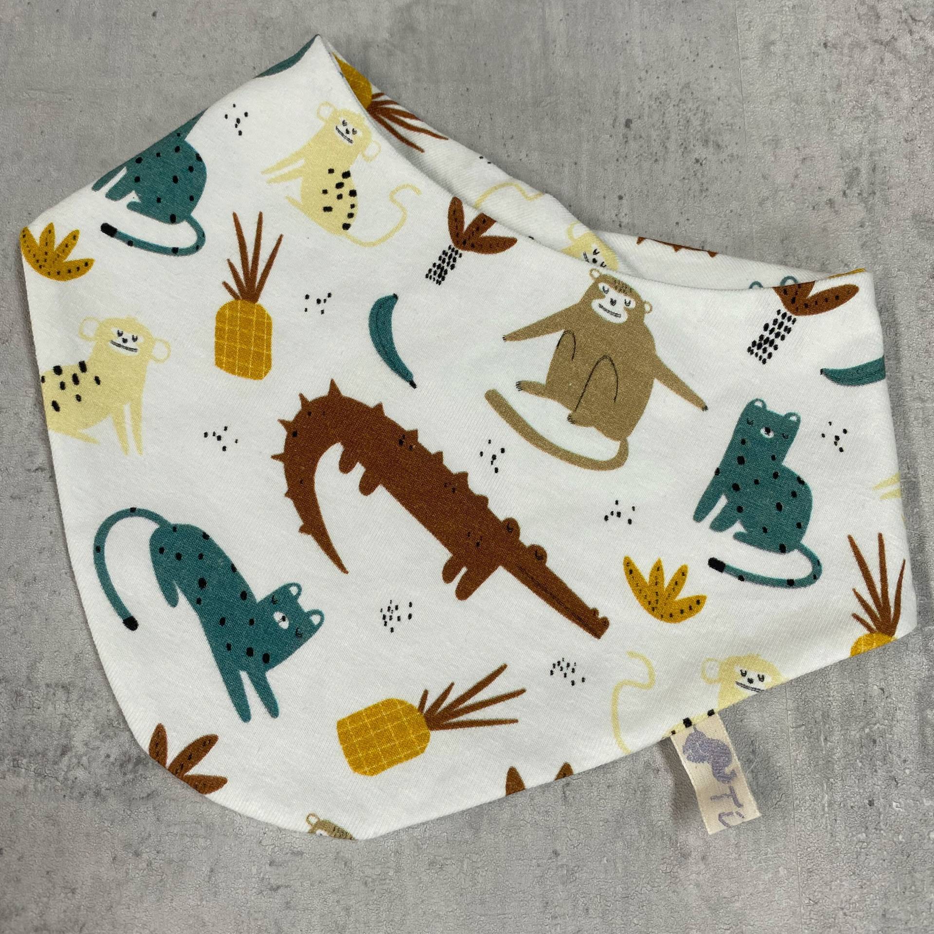 Dreieckstuch Baby Wendehalstuch Junge Mädchen Spucktuch Wilde Tiere Weiß Rost Gelb Grün Dreieckstuch Baby Wendehalstuch Junge Mädchen Spucktuch Wilde Tiere Weiß Rost Gelb Grün von Tifilou