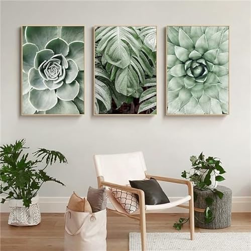 5D Diamond Painting 3 Teilig Groß XXL Pflanzen grün Diamant Painting Bilder Full Drill Round Mosaikherstellung Basteln Erwachsene Malen Nach Zahlen für Home Décor Mädchen Geschenke 20x30cm F-9708 von Tifnuer