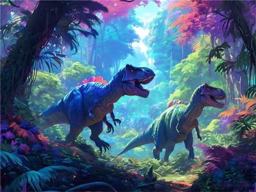 5D Diamond Painting Set Dinosaurier Wald Diamant Painting Bilder Kinder, DIY Voll Diamant Crystal Art Malerei Kreuzstich Malen Nach Zahlen Set Erwachsene Basteln für Room Decor Wohnwand 40x50cm von Tifnuer