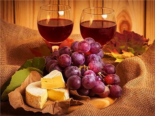 5D Diamond Painting Set Obstwein Diamond Painting Kinder, DIY Malen Nach Zahlen Erwachsene Full Round Drill Diamant Painting Bilder für Aesthetic Room Decor Geschenk 20x30cm J-4003 von Tifnuer