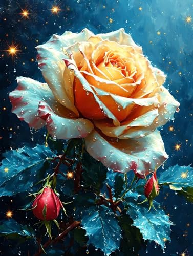 5D Diamond Painting Traumrose Diamant Painting Bilder Kinder, Diamond Painting Erwachsene, DIY Diamantmalerei Basteln Bilder Geschenk Mädchen Weihnachten Halloween Home Wand Dekor 10x15cm B-3412 von Tifnuer