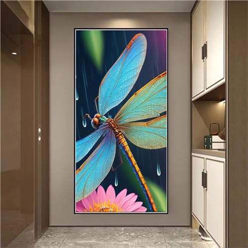 Bunte Libelle Diamant Painting Bilder Weihnachten Basteln Erwachsene DIY Set mit Zubehör, Malen Nach Zahlen Diamond Painting Kinder für Home Wand Décor Mosaikherstellung Diamond Art 30x60cm F-6226 von Tifnuer