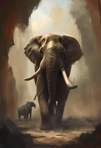 Diamant Painting Bilder Elefant Tier Basteln Erwachsene Wand Dekor, 5D DIY Diamond Painting Full Drill Diamant Dots Art Crystal Embroidery Craft Set Kreuzstich Diamond Malerei Zubehör 45x60cm I-7250 von Tifnuer