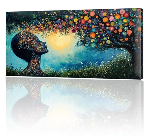 Malen Nach Zahlen Erwachsene, Malen Nach Zahlen Abstrakt Baum, XXL DIY Ölgemälde Kit mit 3- Pinseln und Acrylfarben, Erwachsene Kunsthandwerk für Zuhause, Deko Wohnzimmer (Ohne Rahmen) 70x140cm w-164 von Tifnuer