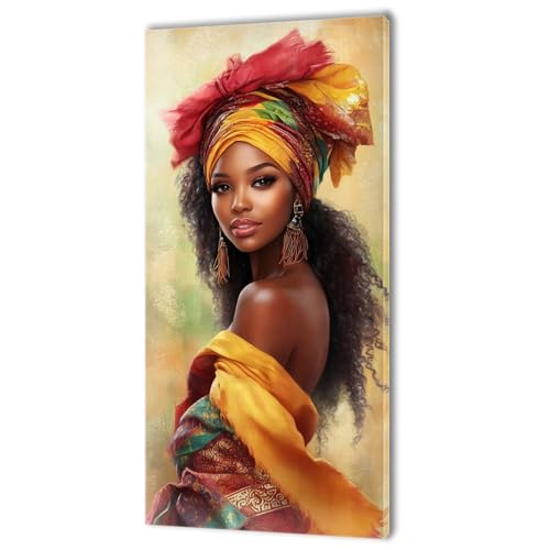 Malen Nach Zahlen Erwachsene, Malen Nach Zahlen Afrika Frau, XXL DIY Ölgemälde Kit mit 3- Pinseln und Acrylfarben, Erwachsene Kunsthandwerk für Zuhause, Deko Wohnzimmer (Ohne Rahmen) 70x140cm w-293 von Tifnuer