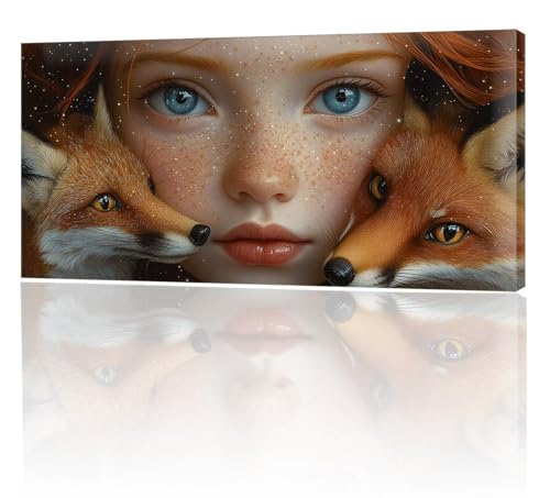 Malen Nach Zahlen Erwachsene, Malen Nach Zahlen Fuchs Mädchen, XXL DIY Ölgemälde Kit mit 3- Pinseln und Acrylfarben, Erwachsene Kunsthandwerk für Zuhause, Deko Wohnzimmer (Ohne Rahmen) 70x140cm w-290 von Tifnuer