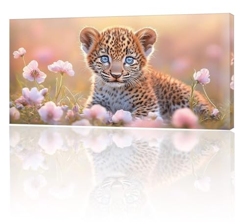 Malen Nach Zahlen Erwachsene, Malen Nach Zahlen Leopard Blume, XXL DIY Ölgemälde Kit mit 3- Pinseln und Acrylfarben, Erwachsene Kunsthandwerk für Zuhause, Deko Wohnzimmer (Ohne Rahmen) 90x180cm w-26 von Tifnuer