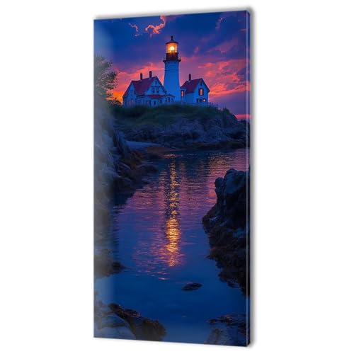 Malen Nach Zahlen Erwachsene, Malen Nach Zahlen Leuchtturm Meer, XXL DIY Ölgemälde Kit mit 3- Pinseln und Acrylfarben, Erwachsene Kunsthandwerk für Zuhause, Deko Wohnzimmer Ohne Rahmen 90x180cm w-185 von Tifnuer