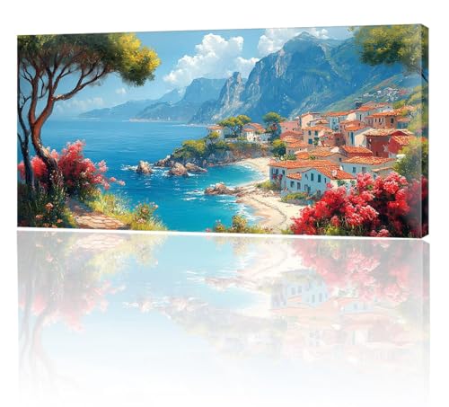 Malen Nach Zahlen Erwachsene, Malen Nach Zahlen Meer Kabine, XXL DIY Ölgemälde Kit mit 3- Pinseln und Acrylfarben, Erwachsene Kunsthandwerk für Zuhause, Deko Wohnzimmer (Ohne Rahmen) 70x140cm w-190 von Tifnuer