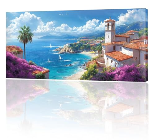 Malen Nach Zahlen Erwachsene, Malen Nach Zahlen Meer Kabine, XXL DIY Ölgemälde Kit mit 3- Pinseln und Acrylfarben, Erwachsene Kunsthandwerk für Zuhause, Deko Wohnzimmer (Ohne Rahmen) 70x140cm w-192 von Tifnuer