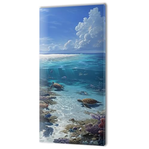 Malen Nach Zahlen Erwachsene, Malen Nach Zahlen Meer Meeresschildkröten, XXL DIY Ölgemälde Kit mit 3- Pinseln und Acrylfarben, Erwachsene Kunsthandwerk für Zuhause, Deko Wohnzimmer 70x140cm w-173 von Tifnuer