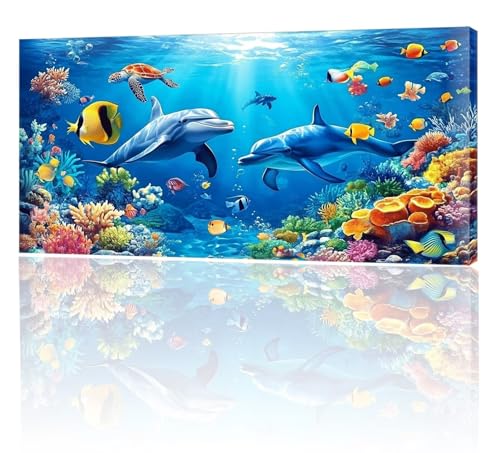 Malen Nach Zahlen Erwachsene, Malen Nach Zahlen Meeresboden Koralle, XXL DIY Ölgemälde Kit mit 3- Pinseln und Acrylfarben, Kunsthandwerk für Zuhause Deko Wohnzimmer (Ohne Rahmen) 70x140cm w-274 von Tifnuer