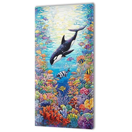 Malen Nach Zahlen Erwachsene, Malen Nach Zahlen Meeresboden Wal, XXL DIY Ölgemälde Kit mit 3- Pinseln und Acrylfarben, Erwachsene Kunsthandwerk für Zuhause, Deko Wohnzimmer Ohne Rahmen 70x140cm w-313 von Tifnuer