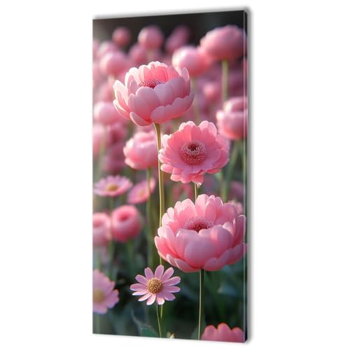 Malen Nach Zahlen Erwachsene, Malen Nach Zahlen Rosa Blume, XXL DIY Ölgemälde Kit mit 3- Pinseln und Acrylfarben, Erwachsene Kunsthandwerk für Zuhause, Deko Wohnzimmer (Ohne Rahmen) 25x50cm w-305 von Tifnuer