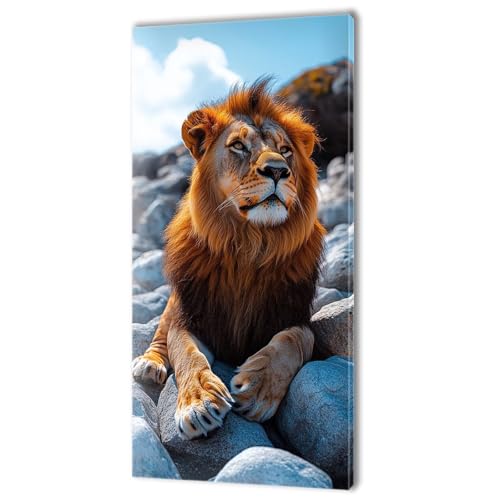 Malen Nach Zahlen Erwachsene, Malen Nach Zahlen Tier Löwe, XXL DIY Ölgemälde Kit mit 3- Pinseln und Acrylfarben, Erwachsene Kunsthandwerk für Zuhause, Deko Wohnzimmer (Ohne Rahmen) 70x140cm w-273 von Tifnuer