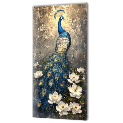 Malen Nach Zahlen Erwachsene, Malen Nach Zahlen Tier Pfau, XXL DIY Ölgemälde Kit mit 3- Pinseln und Acrylfarben, Erwachsene Kunsthandwerk für Zuhause, Deko Wohnzimmer (Ohne Rahmen) 50x100cm w-221 von Tifnuer