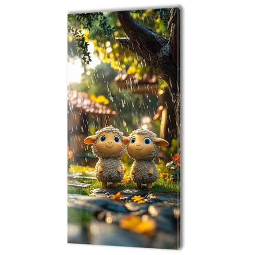 Malen Nach Zahlen Erwachsene, Malen Nach Zahlen Tier Schaf, XXL DIY Ölgemälde Kit mit 3- Pinseln und Acrylfarben, Erwachsene Kunsthandwerk für Zuhause, Deko Wohnzimmer (Ohne Rahmen) 70x140cm w-283 von Tifnuer