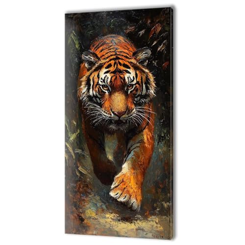 Malen Nach Zahlen Erwachsene, Malen Nach Zahlen Tier Tiger, XXL DIY Ölgemälde Kit mit 3- Pinseln und Acrylfarben, Erwachsene Kunsthandwerk für Zuhause, Deko Wohnzimmer (Ohne Rahmen) 70x140cm w-225 von Tifnuer