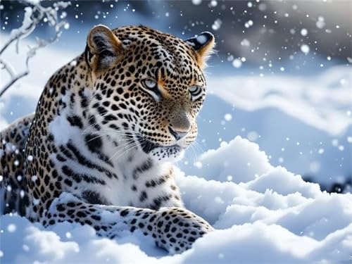 Malen Nach Zahlen Erwachsene Leopard Schnee Malen Nach Zahlen Kinder, DIY Handgemalt Ölgemälde Kit, Mit 3 Pinsel und Hochwertige Acrylfarben Leinwand Basteln,für Home Wand Decor Geschenk 90x120cm w-10 von Tifnuer
