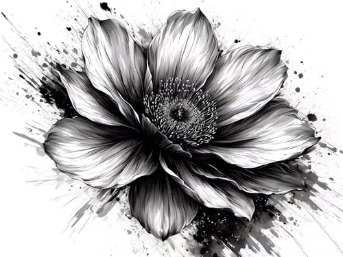 Malen Nach Zahlen Erwachsene Schwarz Blumen Malen Nach Zahlen Kinder, DIY Handgemalt Ölgemälde Kit, Mit 3 Pinsel und Hochwertige Acrylfarben Leinwand Basteln,für Home Wand Decor Geschenk 70x90cm w-212 von Tifnuer