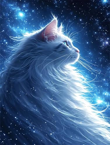 Malen Nach Zahlen Erwachsene Sternenhimmel Katze Malen Nach Zahlen Kinder, DIY Handgemalt Ölgemälde Kit, Mit 3 Pinsel und Hochwertige Acrylfarben Leinwand Basteln für Home Wand Decor 90x120cm w-938 von Tifnuer