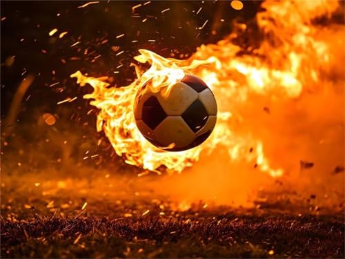 Malen Nach Zahlen Feuer Fußball Malen Nach Zahlen Erwachsene, DIY Kinder Öl Leinwand Gemälde Set, Mit Knitterfreie Leinwand, 3-Pinsels und Acrylfarbe für Home Wand Dekor 80x100cm (Ohne Rahmen) w-273 von Tifnuer