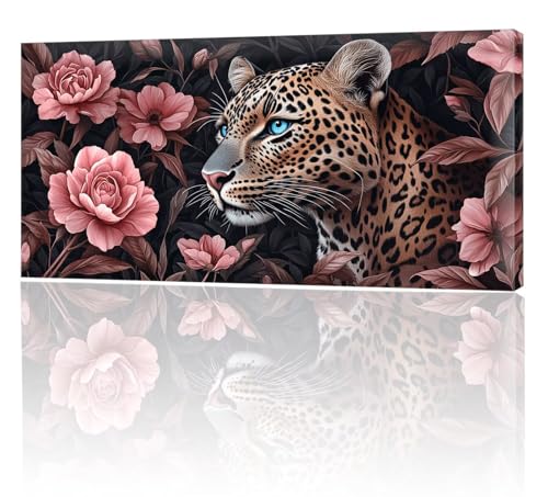 Malen Nach Zahlen Leopard Blume, Malen Nach Zahlen Kinder, DIY Set Erwachsene Großes XXL, Handgemalt Ölgemälde Leinwand Kit Basteln Erwachsene, Home Deko, Weihnachten, Frauen Geschenk 80x160cm w-22 von Tifnuer