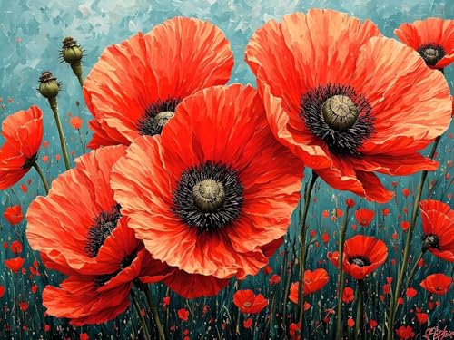 Malen Nach Zahlen Rot Mohn Malen Nach Zahlen Erwachsene, DIY Kinder Öl Leinwand Gemälde Set für Anfänger, Mit Knitterfreie Leinwand, Pinsels und Acrylfarbe für Home Dekor 20x30cm (Ohne Rahmen) w-221 von Tifnuer