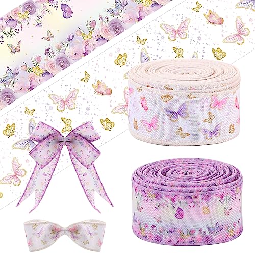 Tigeen 2 Rollen Sommer-Schmetterlings-Bastelband, 3.8 cm breit, buntes Schmetterlingsband, Blumendruck, Drahtband zum Verpacken von Geschenken, Frühling, Hochzeit, Heimdekoration, Dekoration Tigeen 2 Rollen Sommer-Schmetterlings-Bastelband, 3.8 cm breit, buntes Schmetterlingsband, Blumendruck, Drahtband zum Verpacken von Geschenken, Frühling, Hochzeit, Heimdekoration, Dekoration von Tigeen