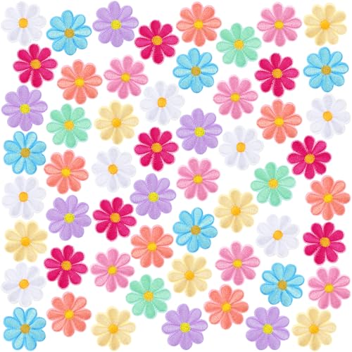 Tigeen 60 Stück Blumen zum Aufbügeln, niedliche Gänseblümchen-Applikation, zum Aufnähen auf bestickte Applikation zum Aufnähen für Taschen, Jacken, Jeans, Kleidung, DIY-Flicken, 5,5 x 5,5 cm, 10 Tigeen 60 Stück Blumen zum Aufbügeln, niedliche Gänseblümchen-Applikation, zum Aufnähen auf bestickte Applikation zum Aufnähen für Taschen, Jacken, Jeans, Kleidung, DIY-Flicken, 5,5 x 5,5 cm, 10 von Tigeen
