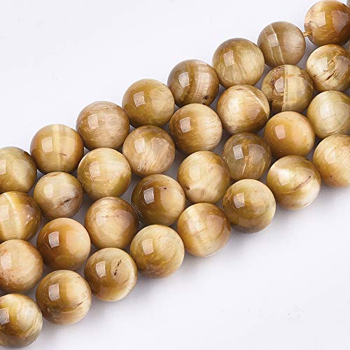 8 mm natürliches Tigerauge, mehrfarbig, DIY-Perlenzubehör, runde Edelstein-Perlen für die Schmuckherstellung (47–50 Stück/Strang) (Beige) von Tiger Eye