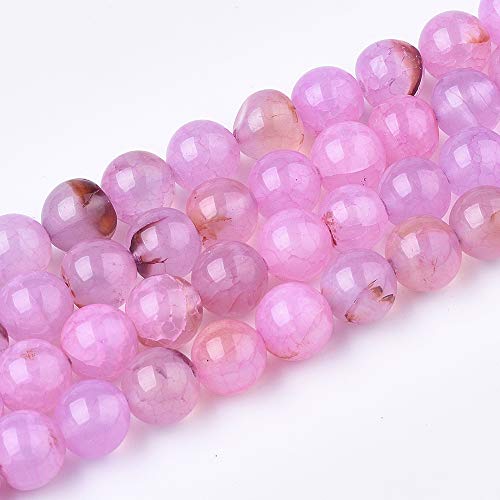 8 mm natürliches Tigerauge, mehrfarbig, DIY-Perlenzubehör, runde Edelstein-Perlen für die Schmuckherstellung (47–50 Stück/Strang) (Rosa) von Tiger Eye