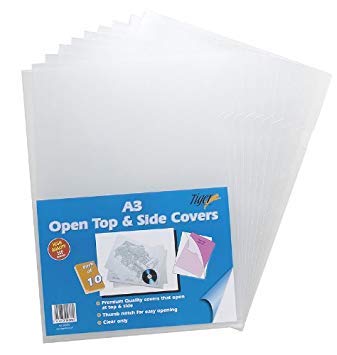 2 x 10 x A3 transparente Dokumentenhüllen oben und seitlich offen, Premium-Kunststoff 2 x 10 x A3 transparente Dokumentenhüllen oben und seitlich offen, Premium-Kunststoff von Tiger