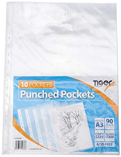 A3 Dokumentenmappe, „Punched Pocket“ in Hochformat von Tiger, 10 Stück Packung A3 Dokumentenmappe, „Punched Pocket“ in Hochformat von Tiger, 10 Stück Packung von Tiger