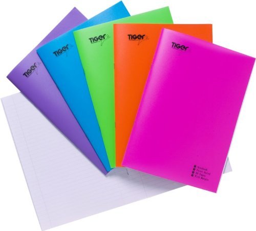 Gebundener Notizblock (Harter Kunststoff), DIN A4, liniert, 80 Seiten, strahlende Farben von Tiger